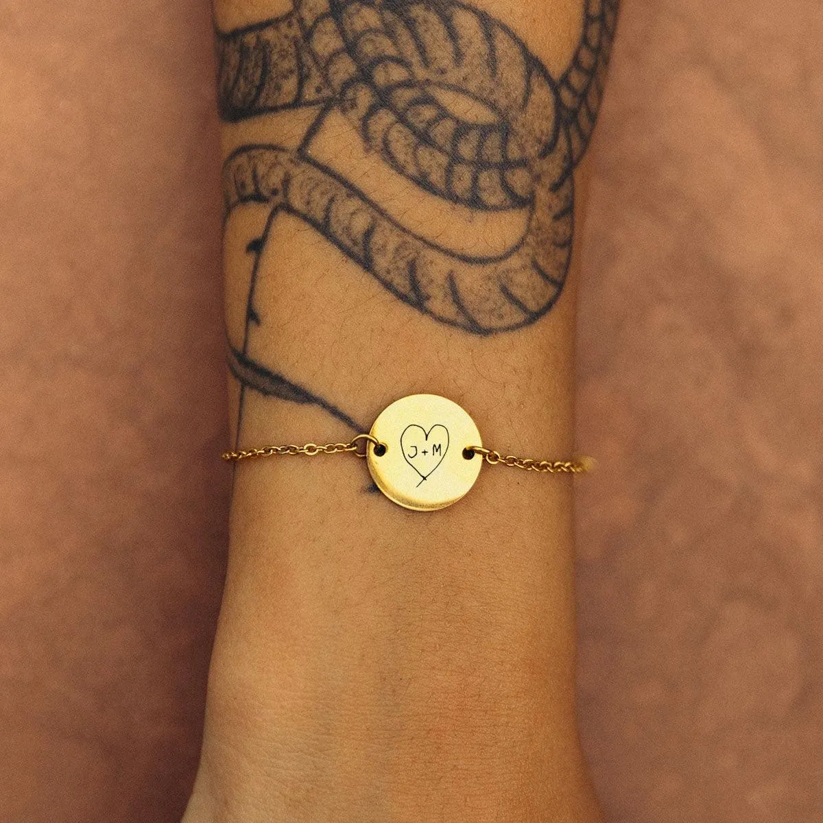 Custom Handwriting Coin Bracelet