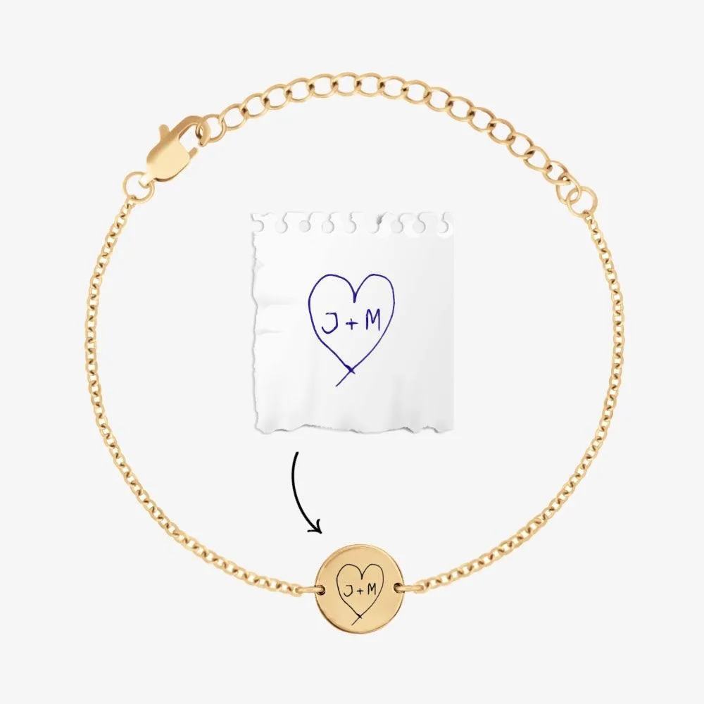 Custom Handwriting Coin Bracelet