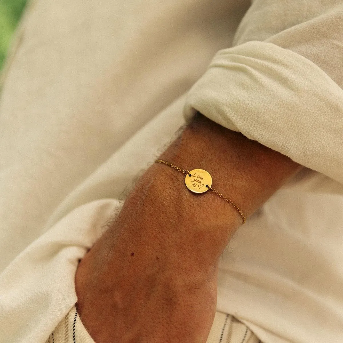 Custom Handwriting Coin Bracelet