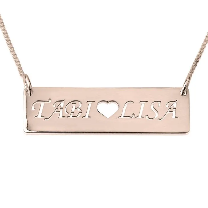 Cut-Out Name and Heart Necklace