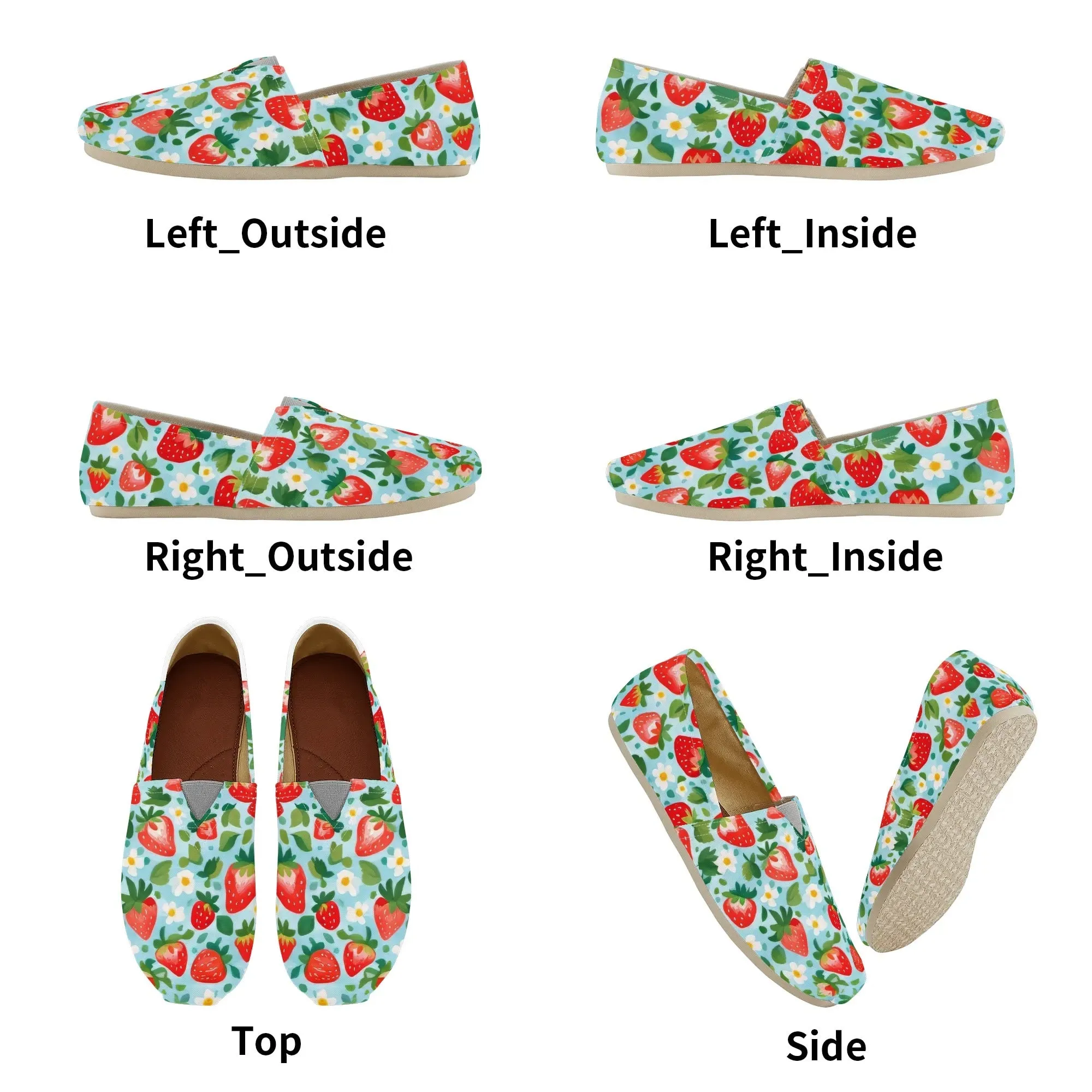 Cute Strawberry Womens Casual Slip On Shoes