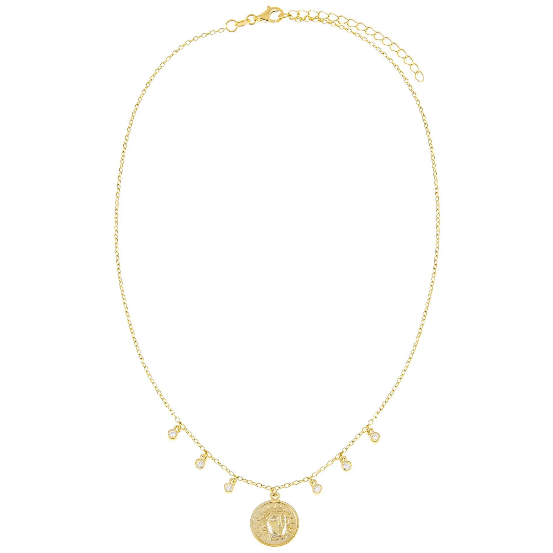 CZ Bezel Coin Necklace