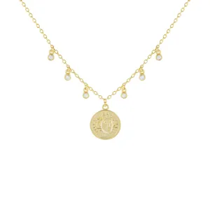 CZ Bezel Coin Necklace