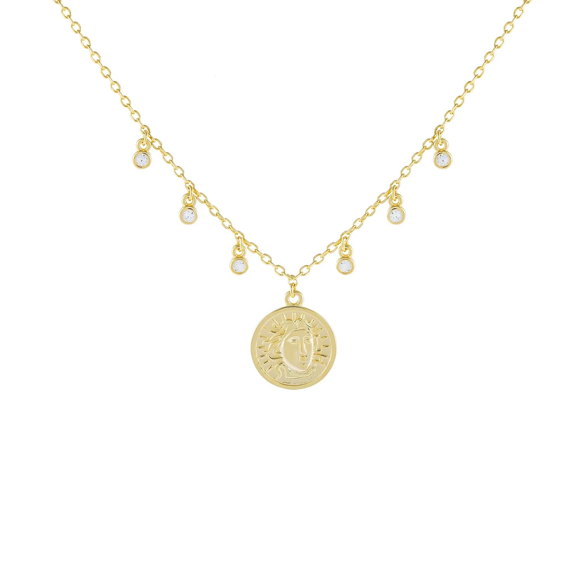 CZ Bezel Coin Necklace