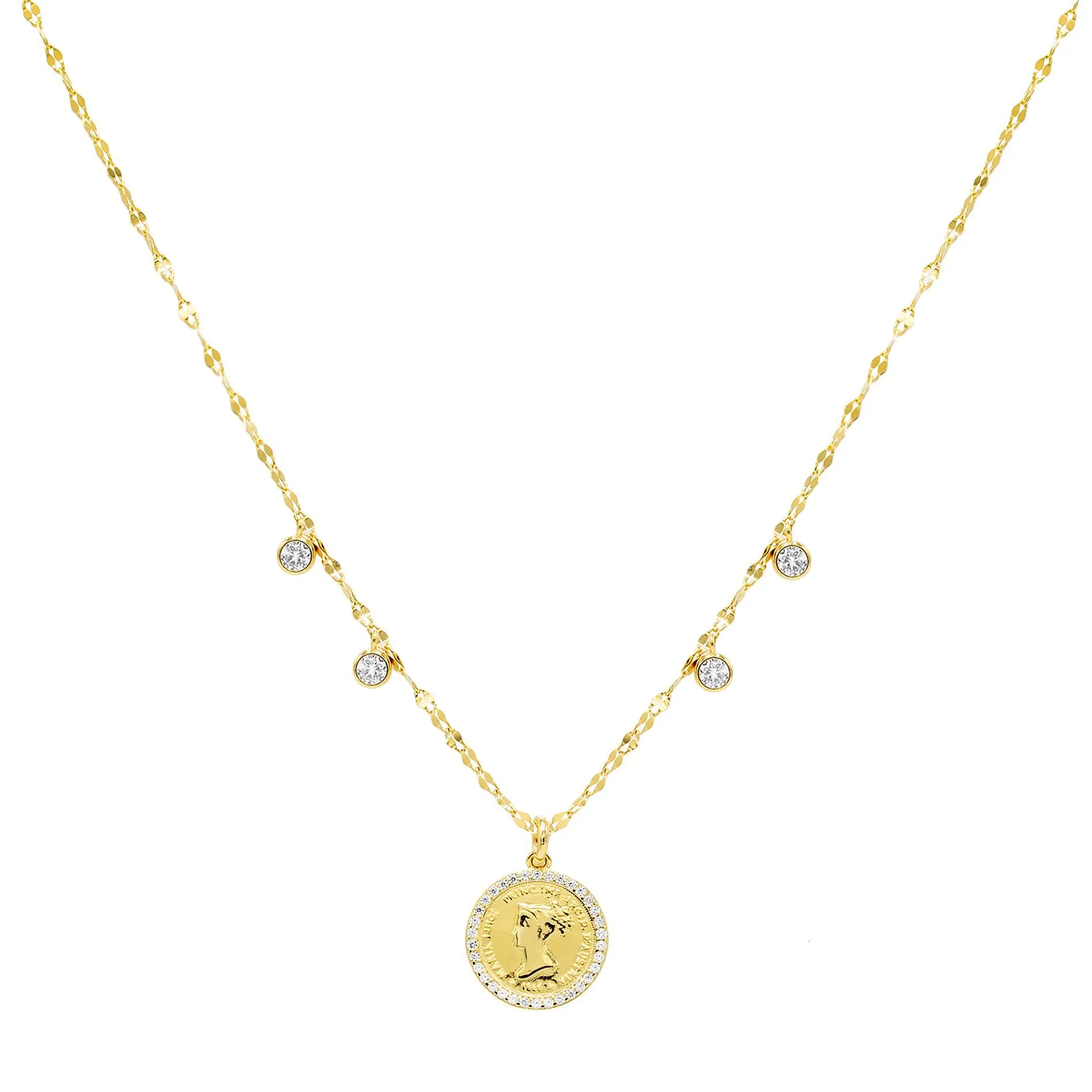CZ Coin Necklace