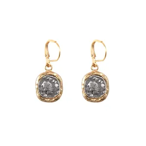 Dangling Coin Earrings W/Clear Crystals