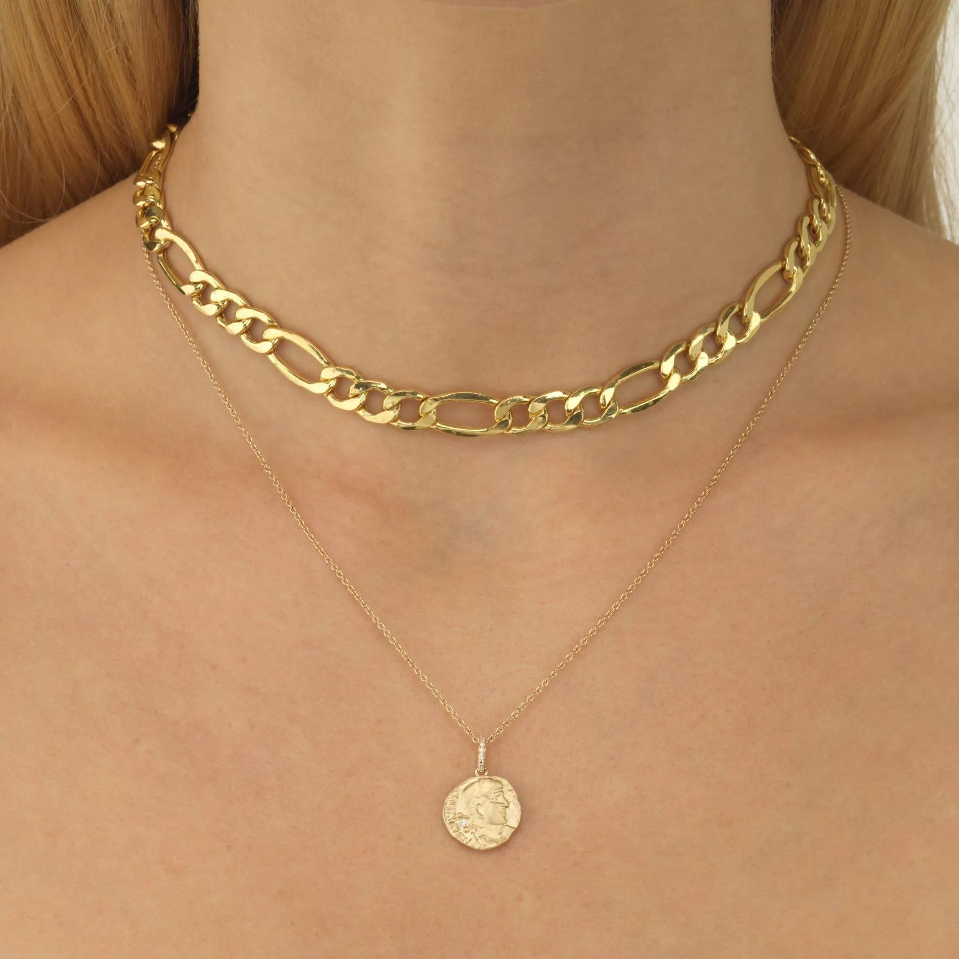Diamond Coin Necklace 14K