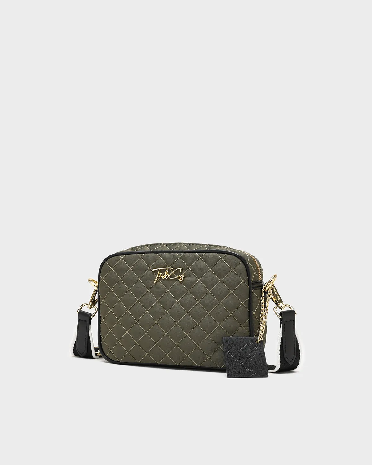 Diamond Stitch Messenger Bag in Green