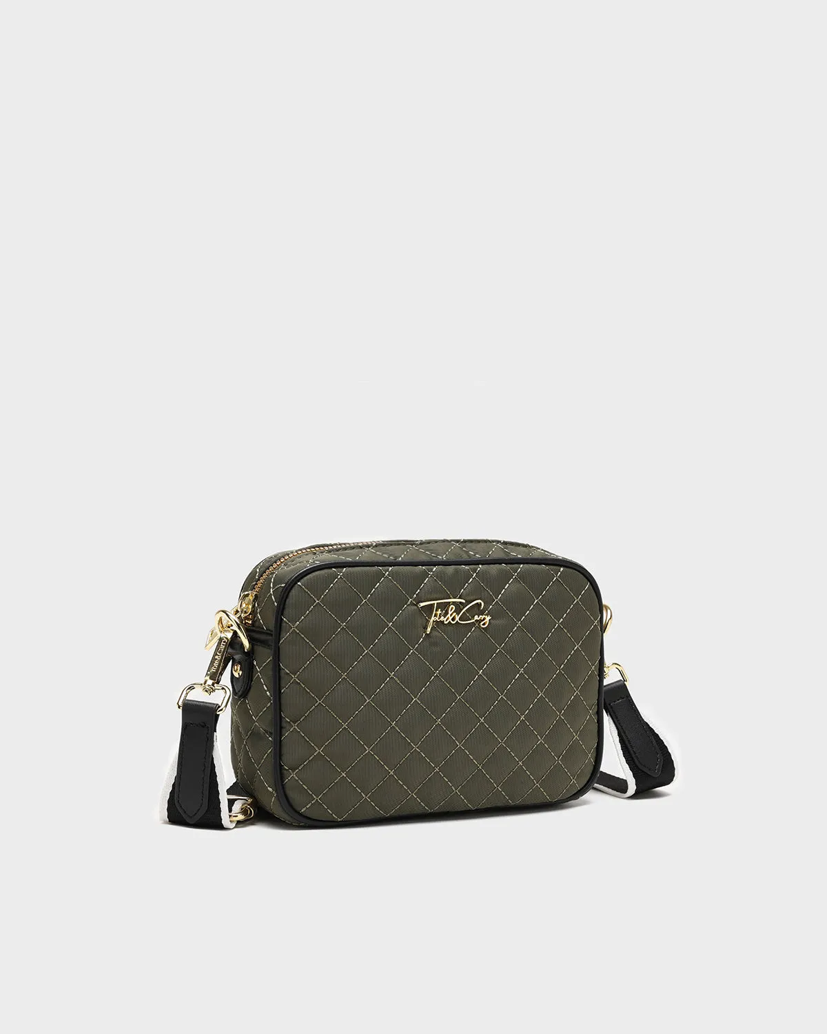 Diamond Stitch Messenger Bag in Green