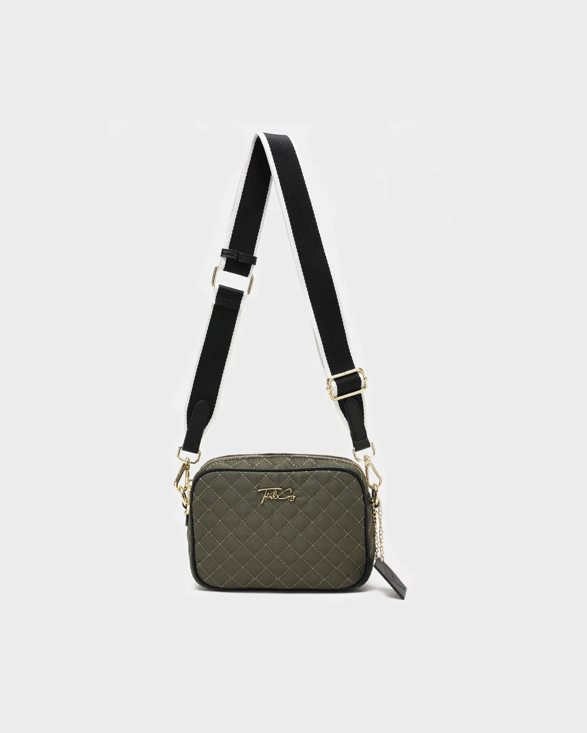 Diamond Stitch Messenger Bag in Green
