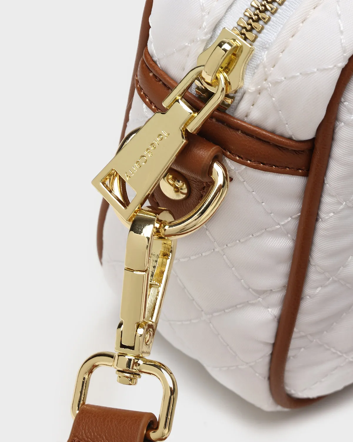 Diamond Stitch Messenger Bag in White