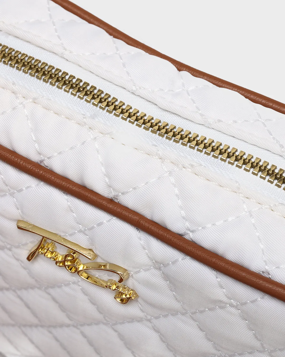 Diamond Stitch Messenger Bag in White