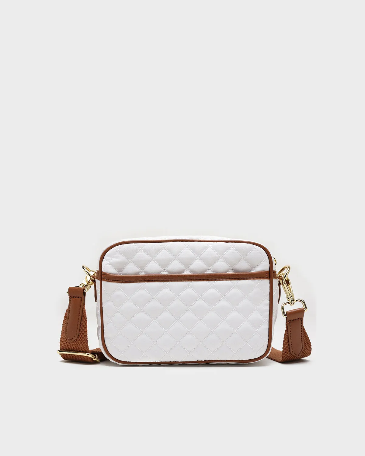Diamond Stitch Messenger Bag in White