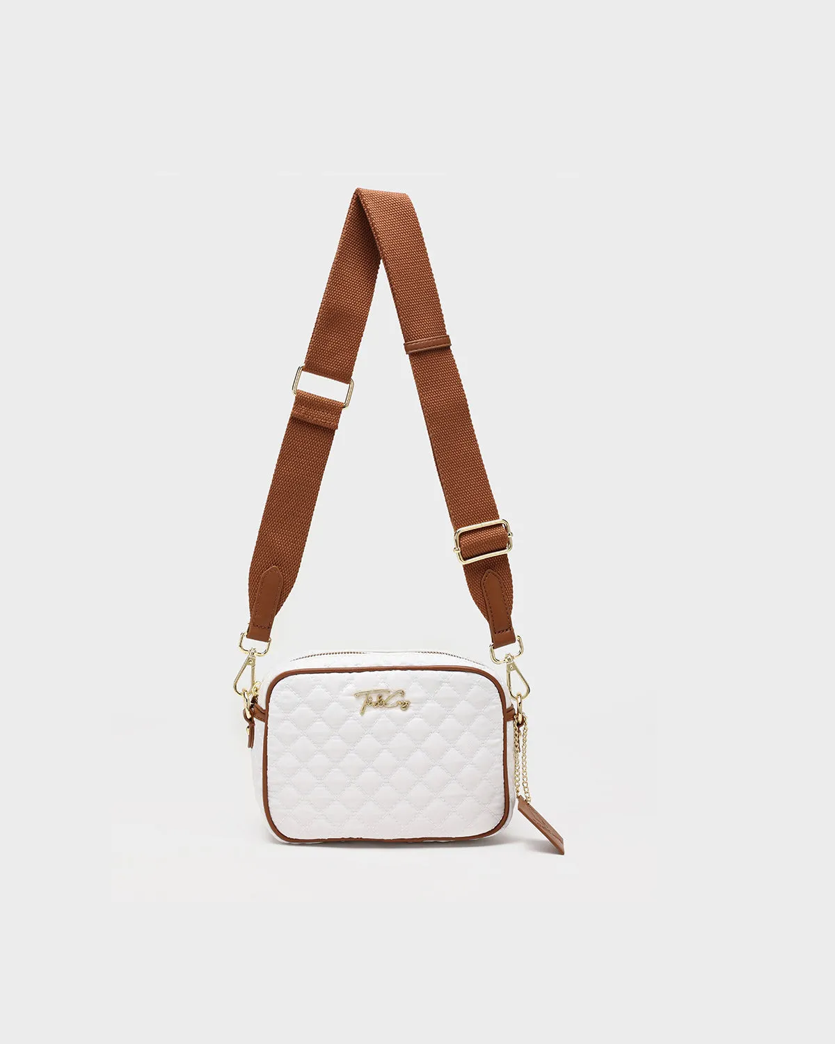 Diamond Stitch Messenger Bag in White