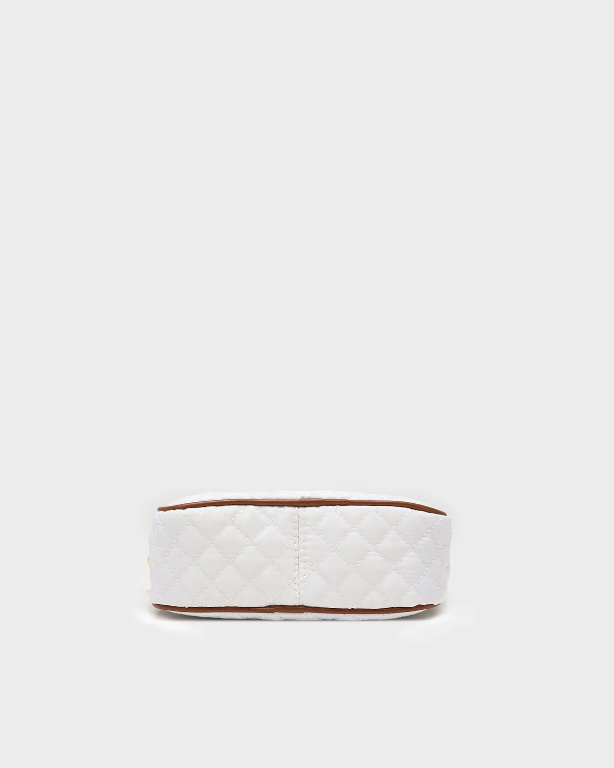 Diamond Stitch Messenger Bag in White