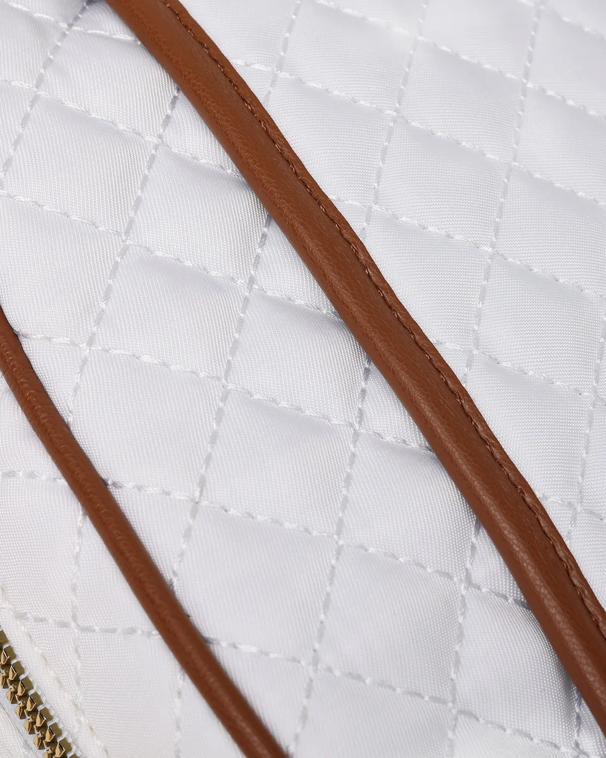 Diamond Stitch Messenger Bag in White
