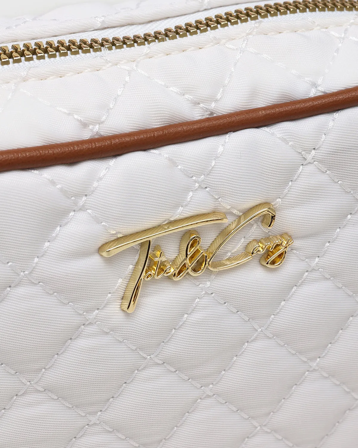 Diamond Stitch Messenger Bag in White