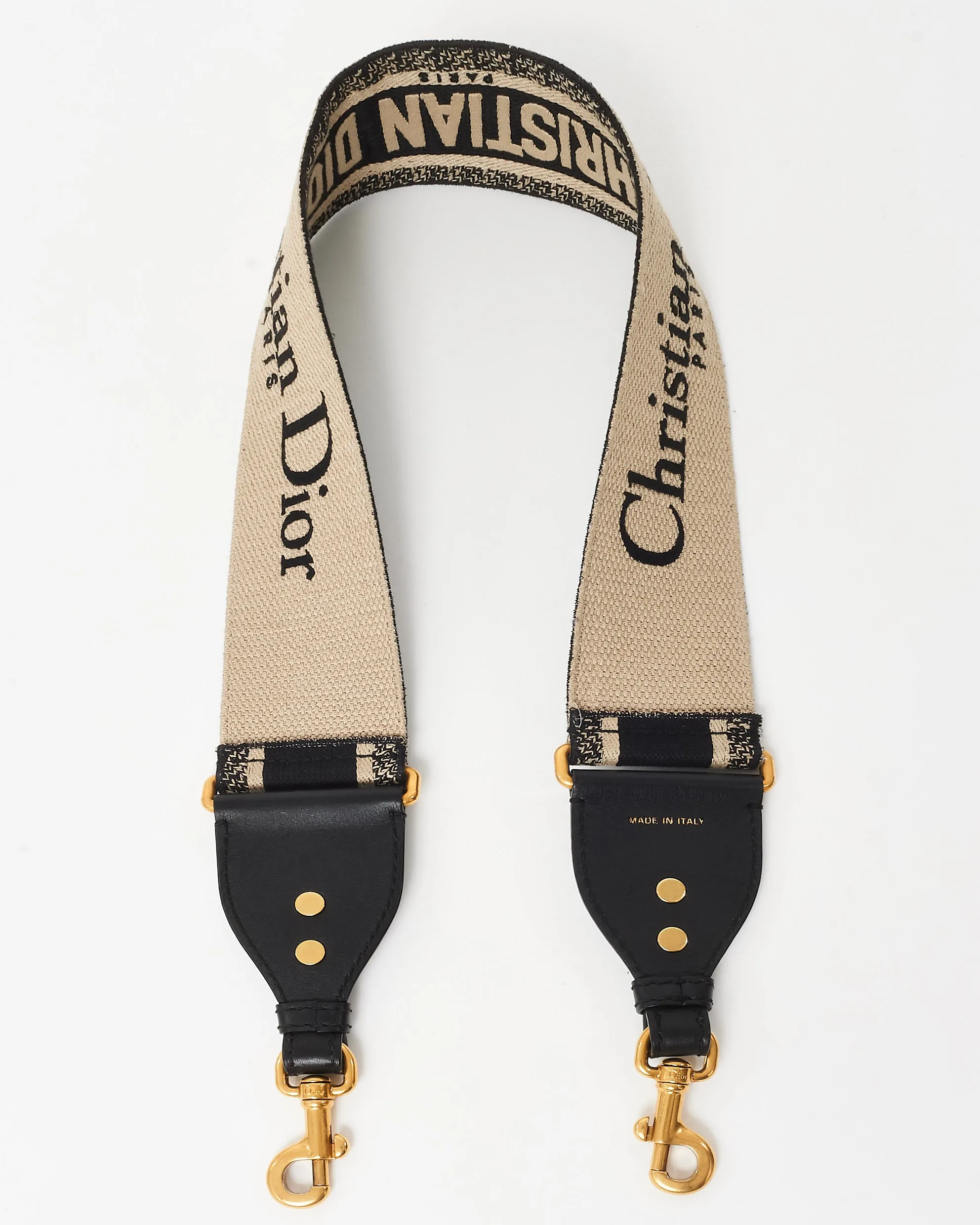 Dior Black & Ecru Logo Embroidered Guitar Strap
