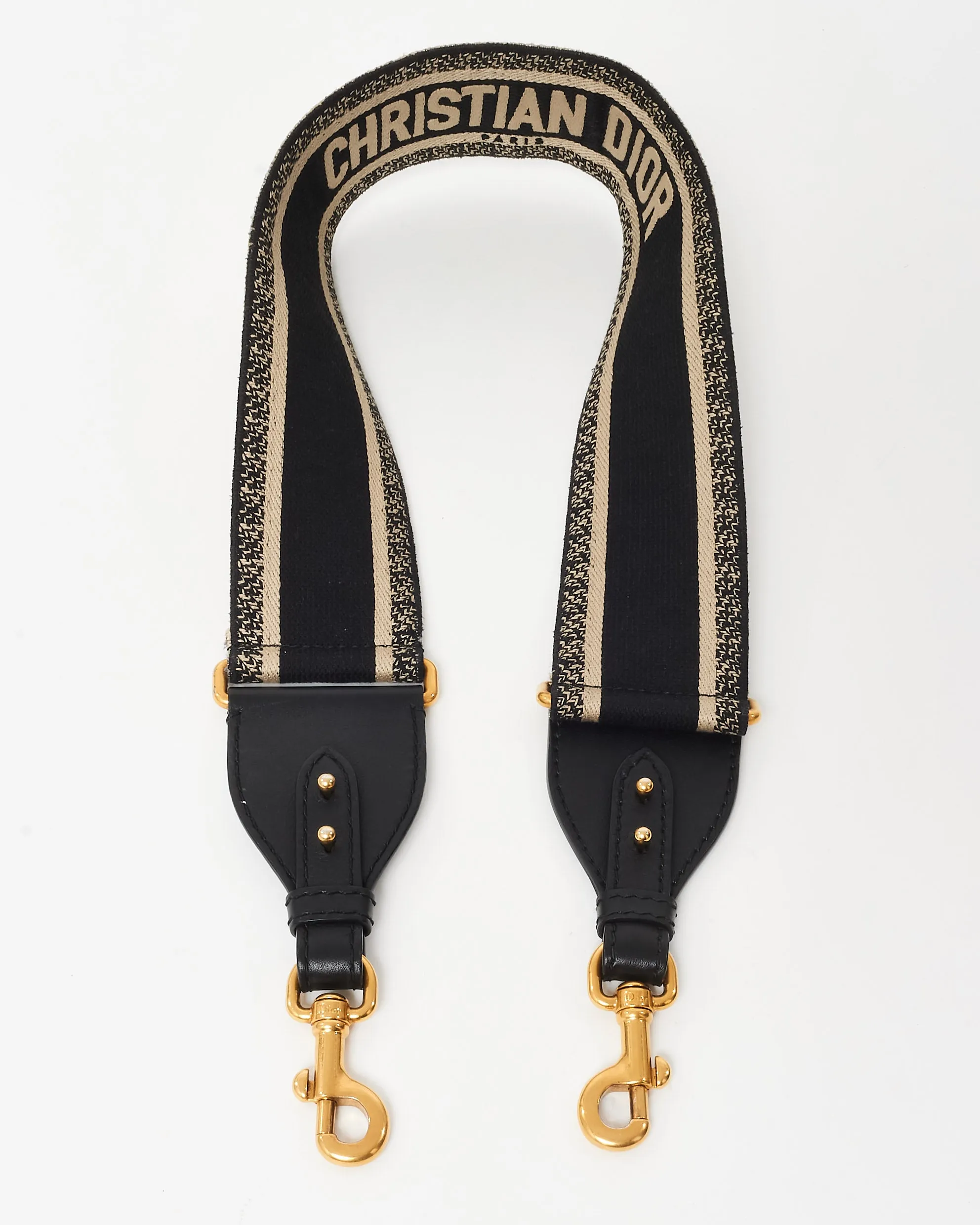 Dior Black & Ecru Logo Embroidered Guitar Strap