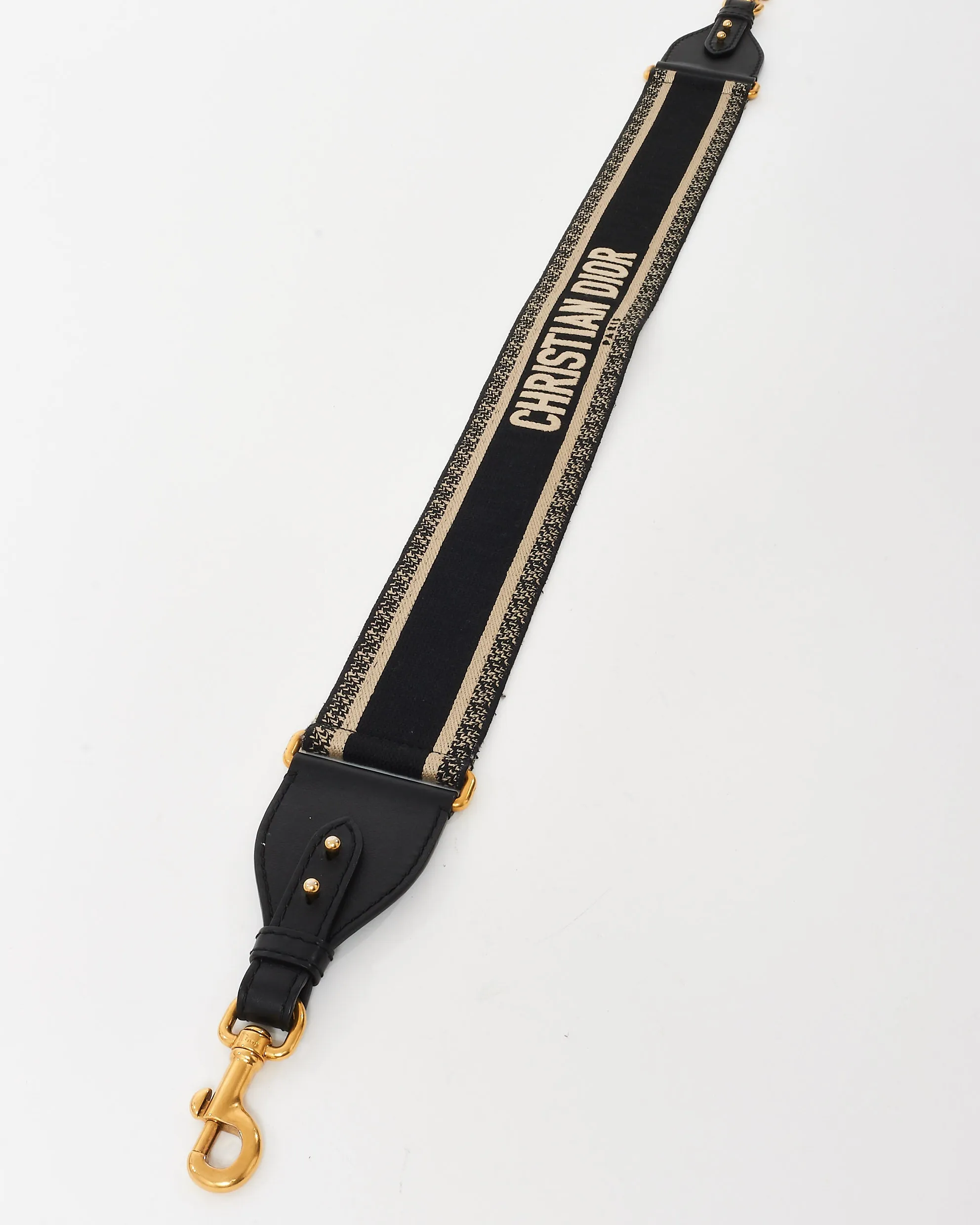 Dior Black & Ecru Logo Embroidered Guitar Strap
