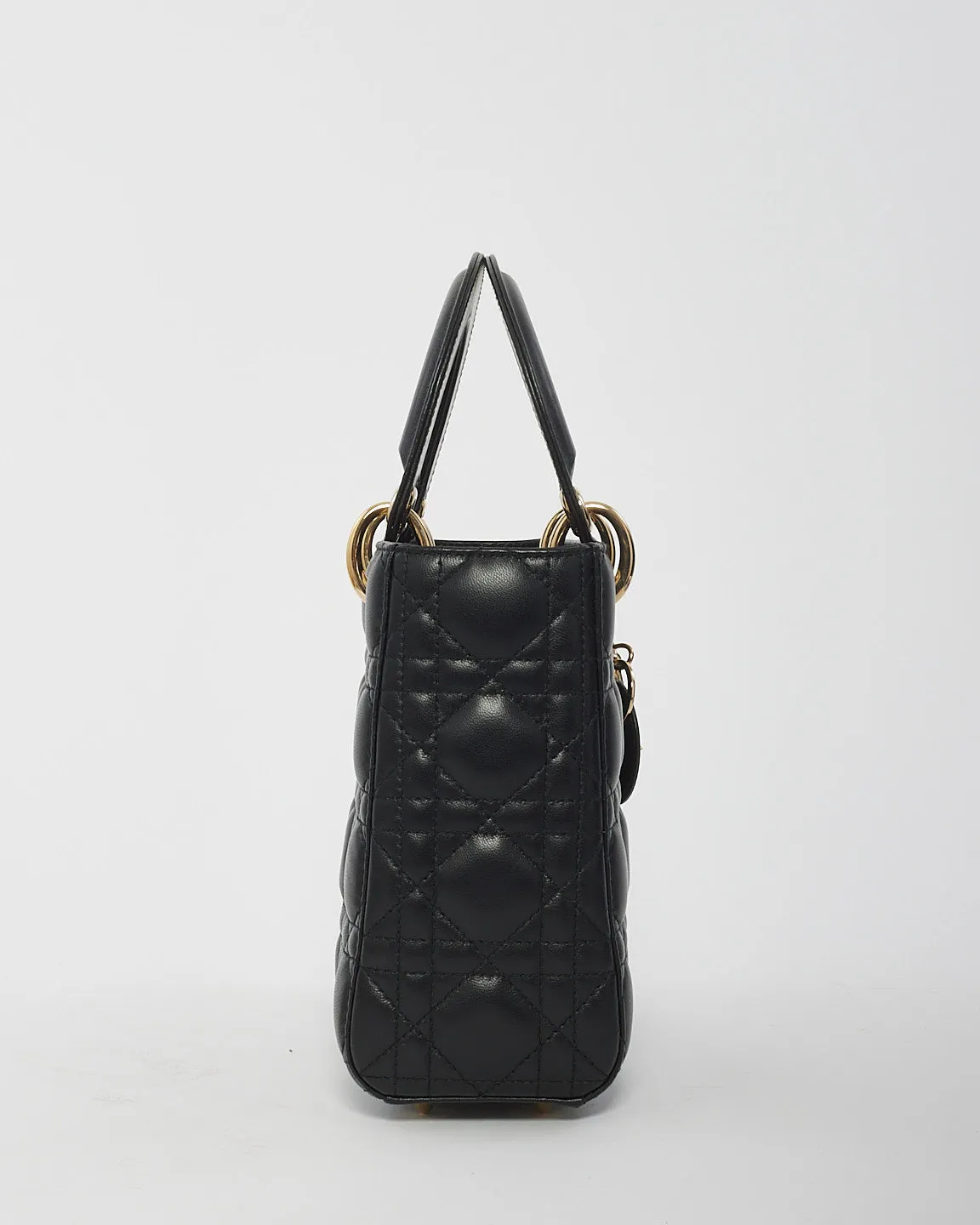 Dior Black Lambskin Leather Small Lady Dior Bag