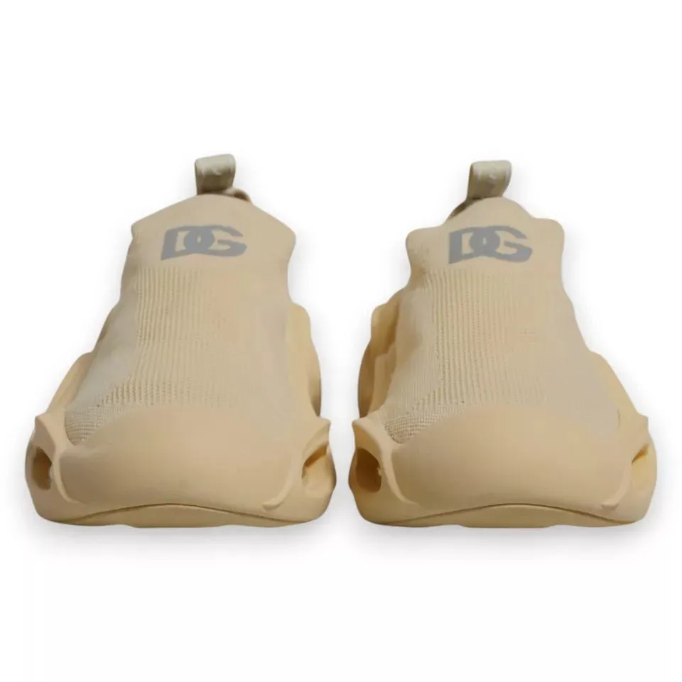 Dolce&Gabbana Men Beige Sneakers Polyester Slip On Wave Flat Trainer Shoes EU 44