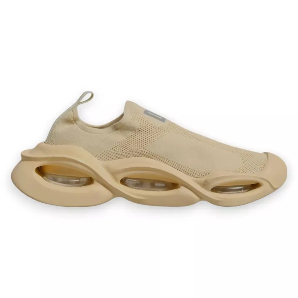 Dolce&Gabbana Men Beige Sneakers Polyester Slip On Wave Flat Trainer Shoes EU 44