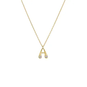 Double CZ Puffy Initial Necklace