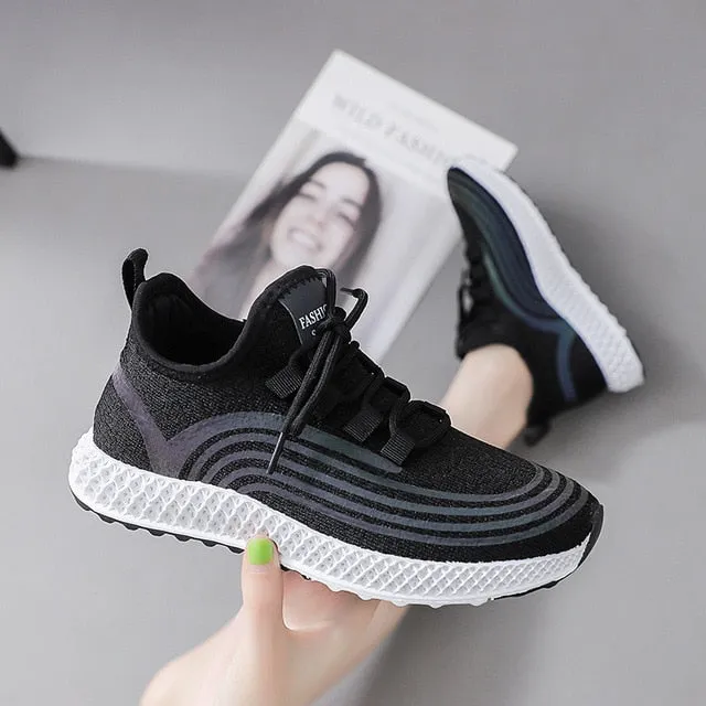 Duzeala Casual Shoes Female Ladies Flats Vulcanized Shoes Canvas Stretch Fabric Sneakers Women Shoes Woman Platform Lace Up