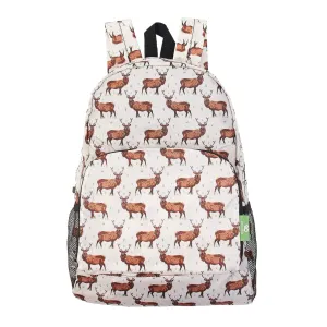 Eco Chic Lightweight Foldable Backpack Beige Stags