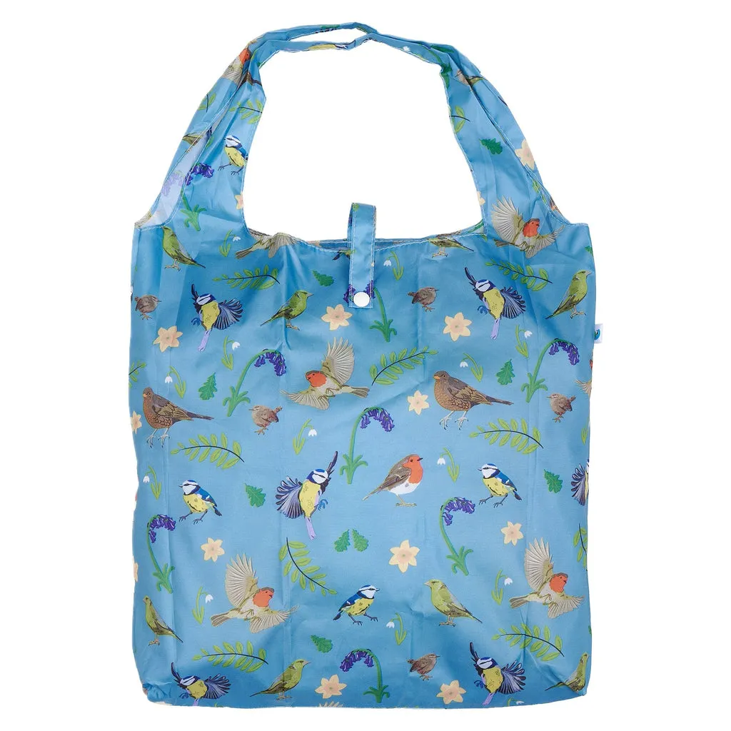 Eco Chic Lightweight Foldable Reusable Shopping Bag Blue RSPB Birds