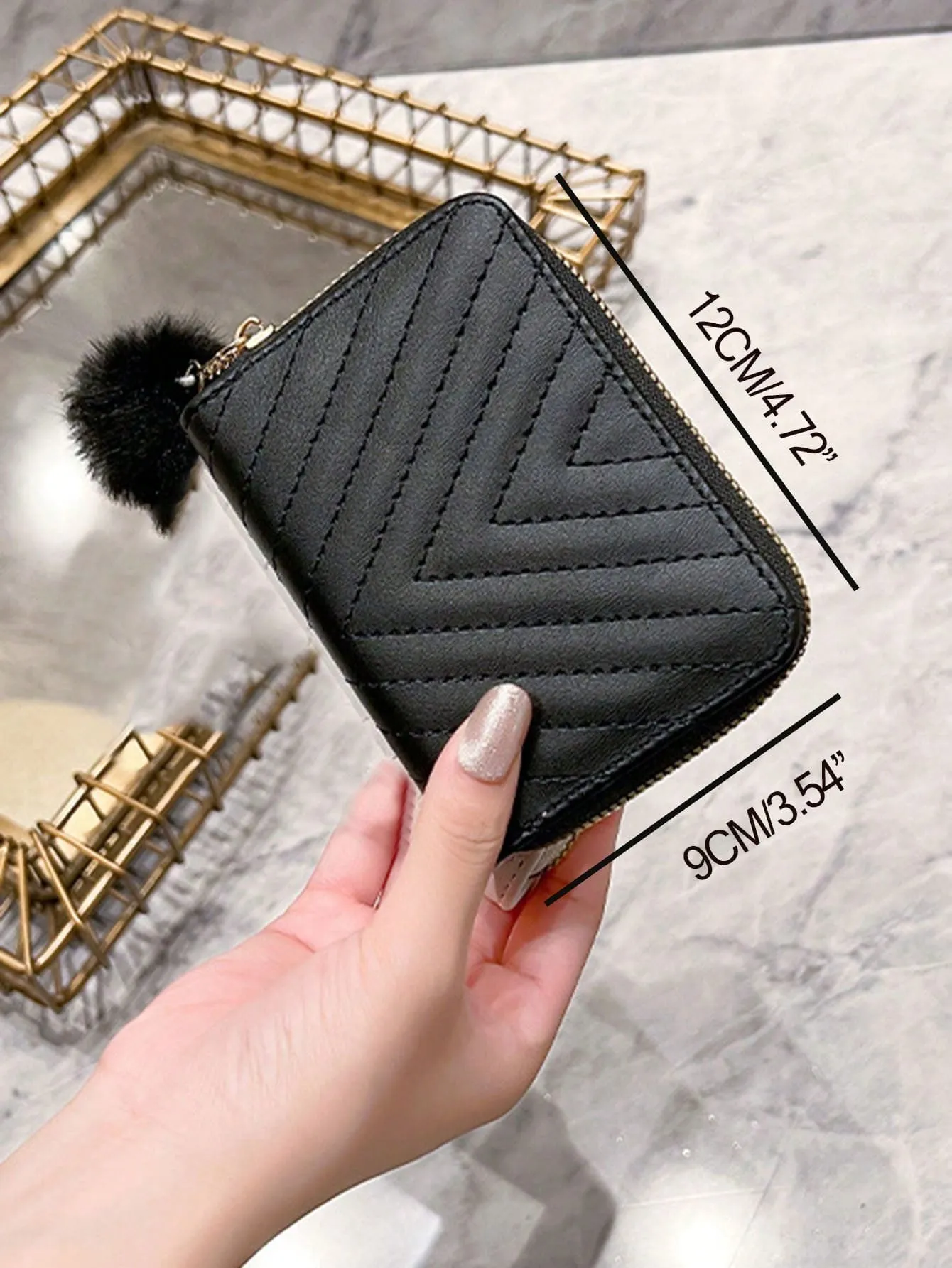 Embroidered Thread V-Shaped Wallet