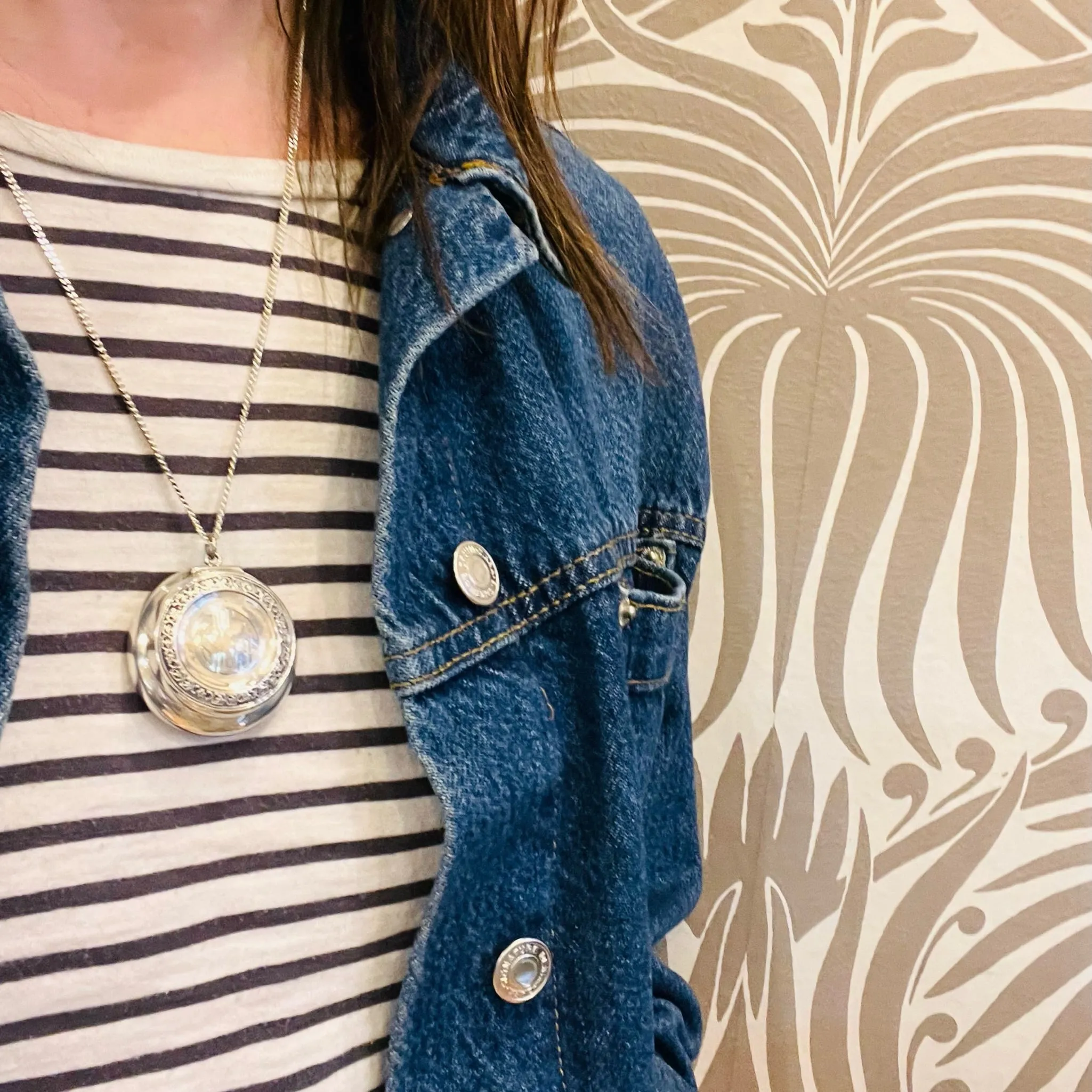 Engraved "BLT" Monogram Silver Compartment Pendant