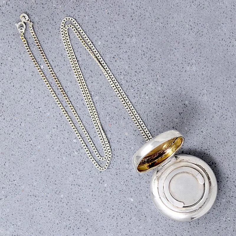 Engraved "BLT" Monogram Silver Compartment Pendant