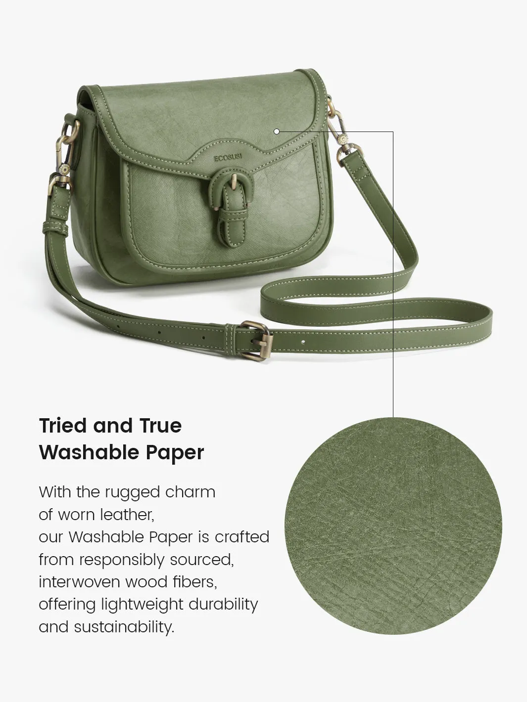Evelina Washable Paper Vintage Saddle Crossbody