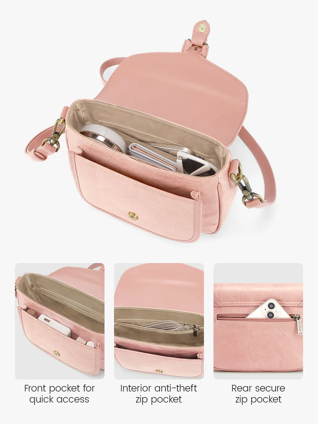 Evelina Washable Paper Vintage Saddle Crossbody