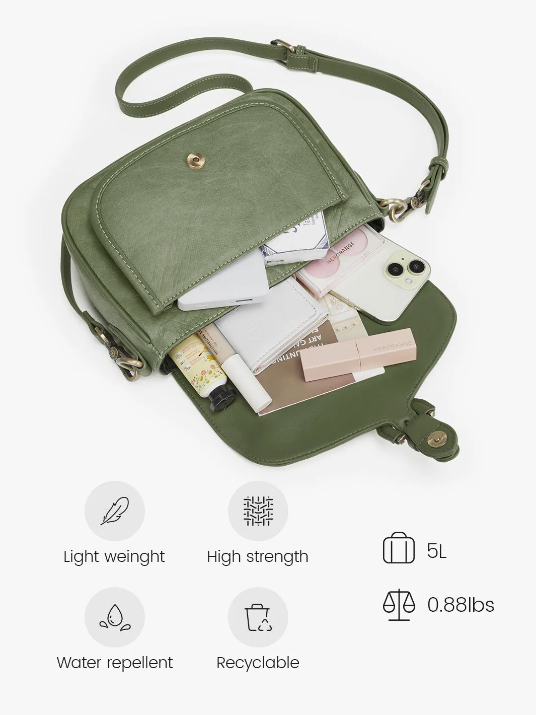 Evelina Washable Paper Vintage Saddle Crossbody