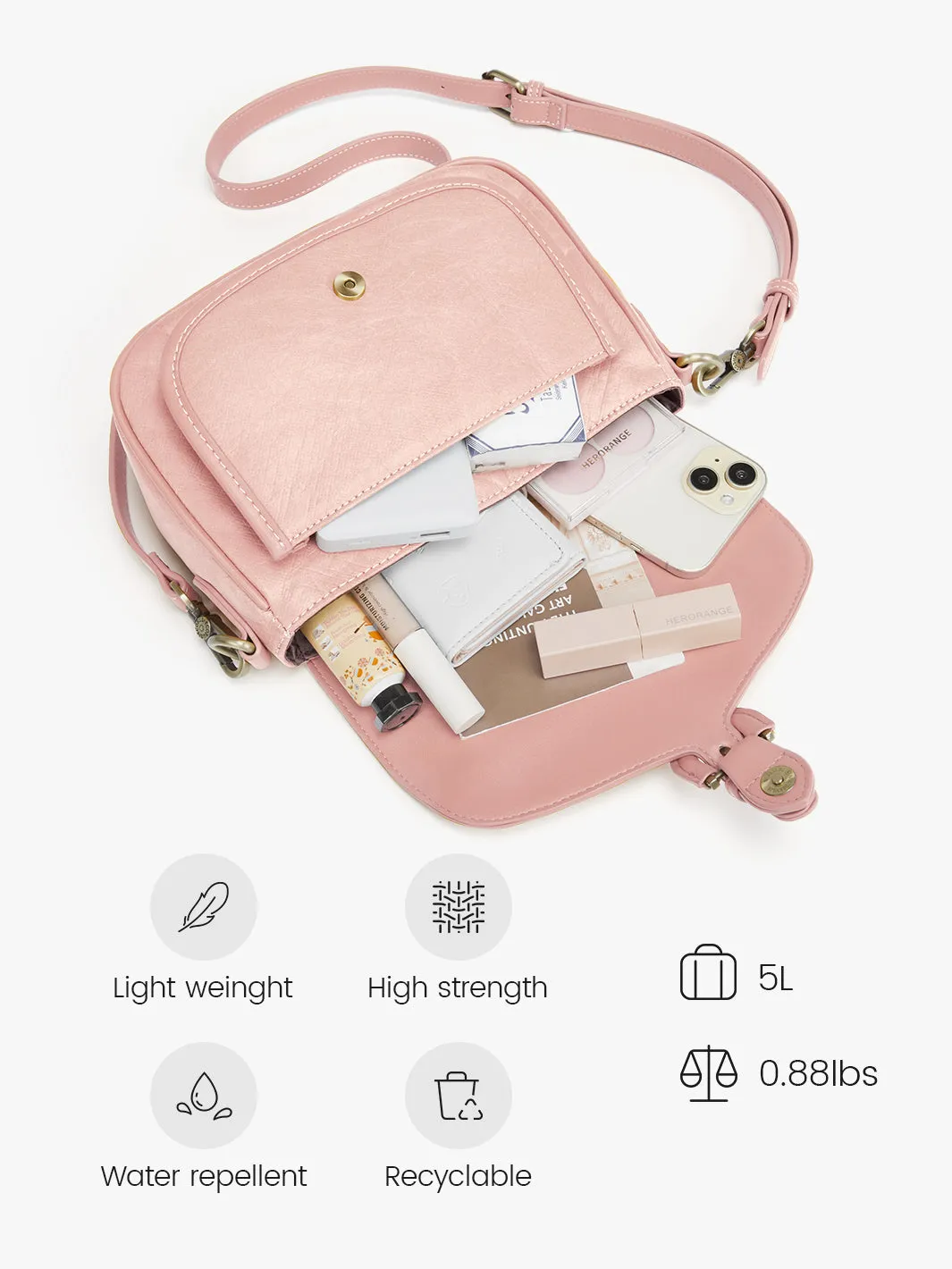 Evelina Washable Paper Vintage Saddle Crossbody