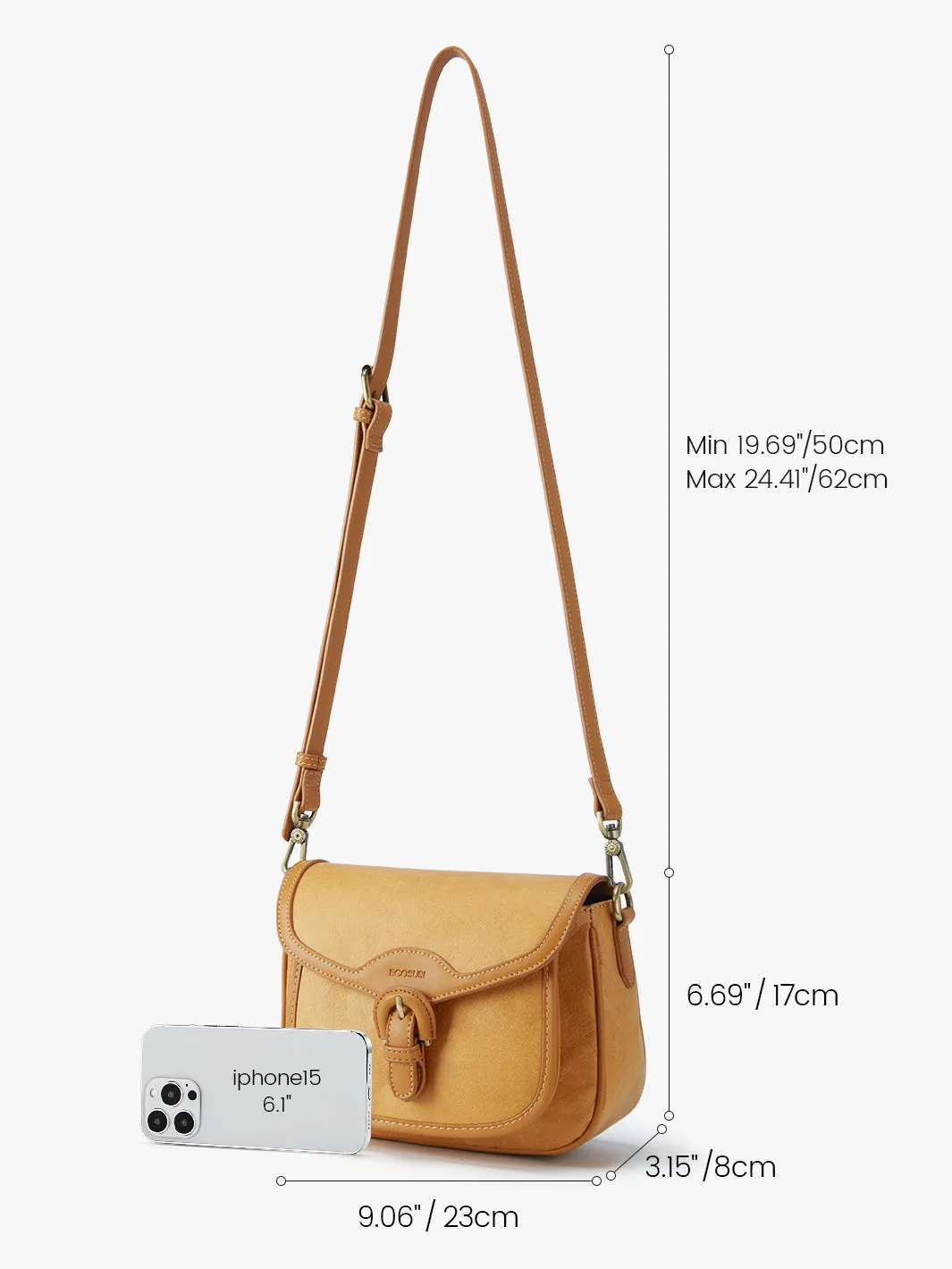 Evelina Washable Paper Vintage Saddle Crossbody