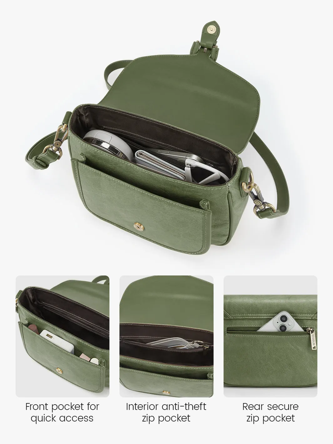 Evelina Washable Paper Vintage Saddle Crossbody