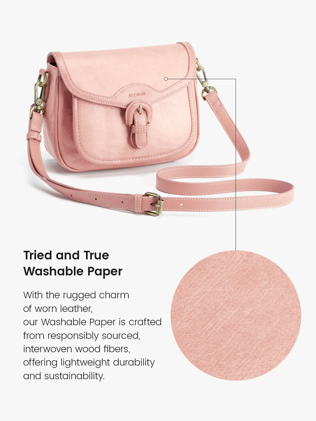 Evelina Washable Paper Vintage Saddle Crossbody