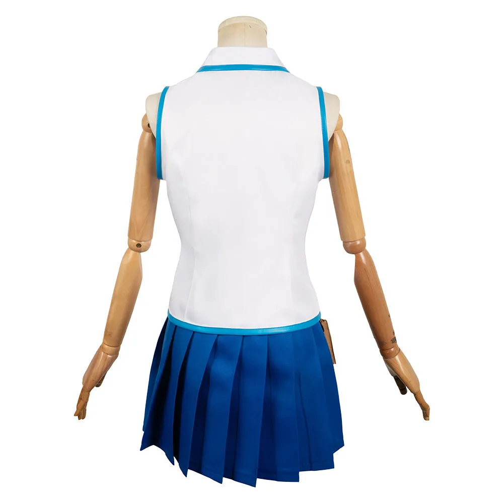 Fairy Tail Lucy Heartfilia Blue White Suit Cosplay Costume Outfits