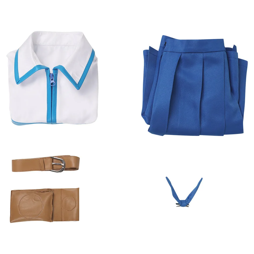 Fairy Tail Lucy Heartfilia Blue White Suit Cosplay Costume Outfits