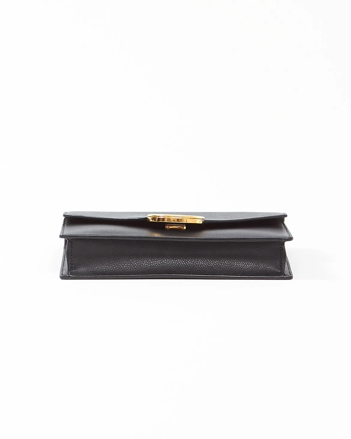 Fendi Black Leather F Logo Wallet On Chain GHW Bag