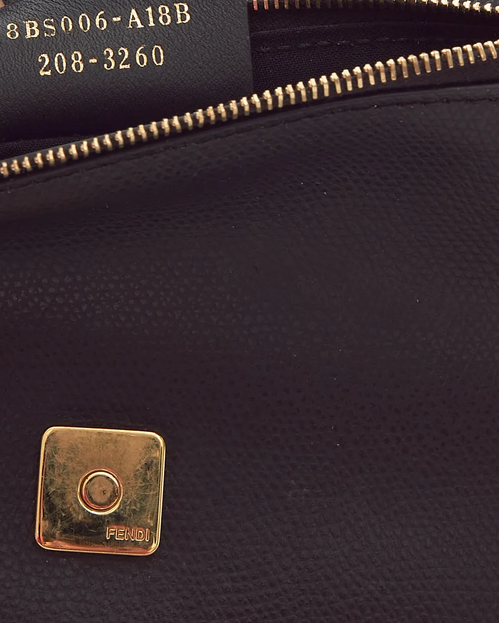 Fendi Black Leather F Logo Wallet On Chain GHW Bag