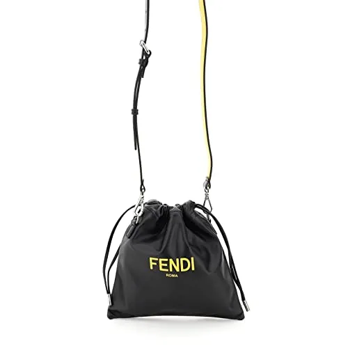 Fendi Roma Black Leather Drawstring Mini Crossbody Bag 7AV510