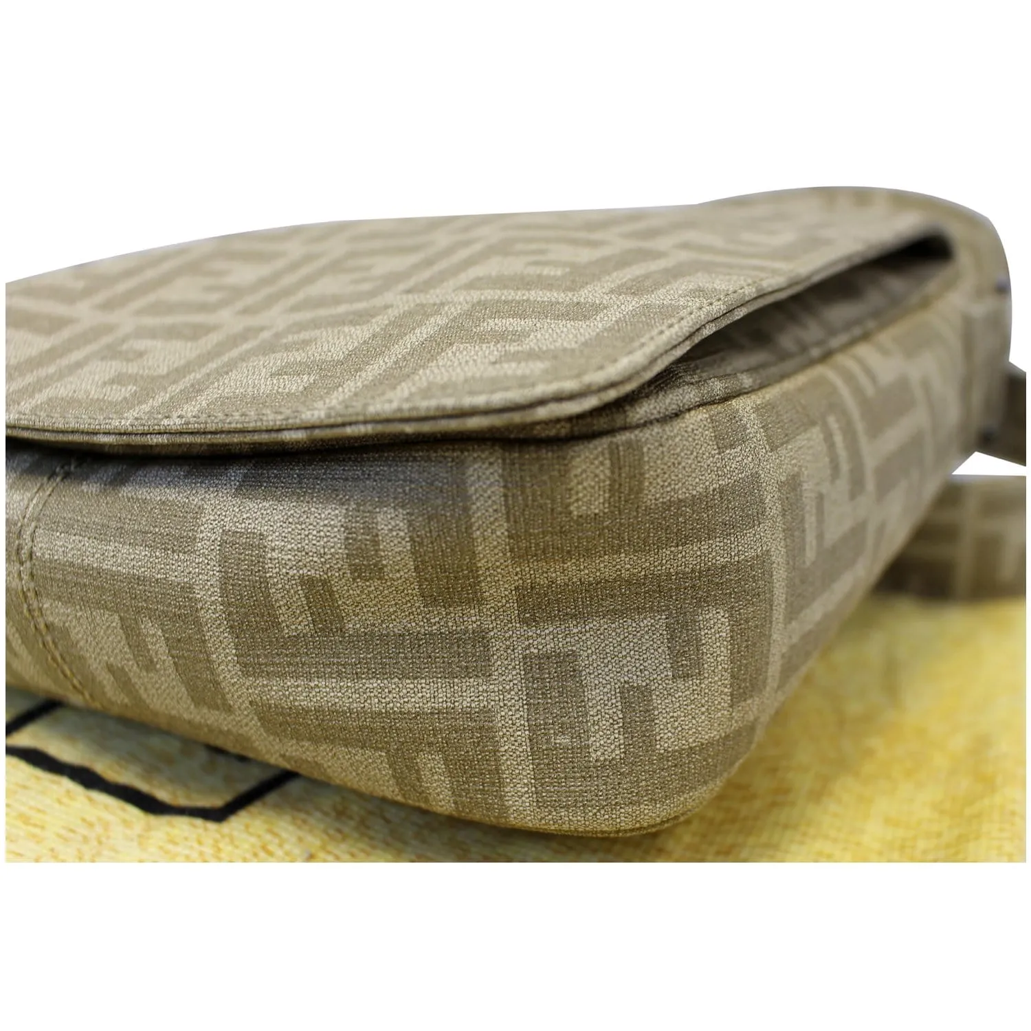 FENDI Zucca Flap Messenger Crossbody Bag Taupe