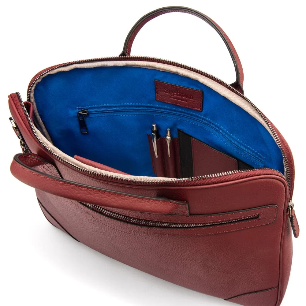 Fitzrovia Leather 16" Laptop Bag - Burgundy