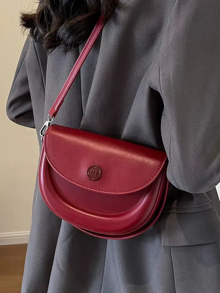 Flap Closure Leather Crossbody Bag