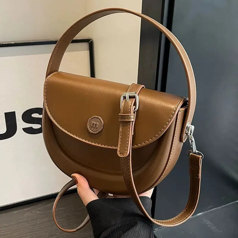 Flap Closure Leather Crossbody Bag